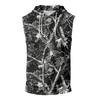Men's Print Sleeveless Hoodie with Pockets and Drawstring - Casual Tank Top Vest for Outdoor Sports