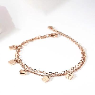 Heart Bracelets For Women Stainless Steel Jewelry Chain Link Bracelet Female Jewellery Accessories