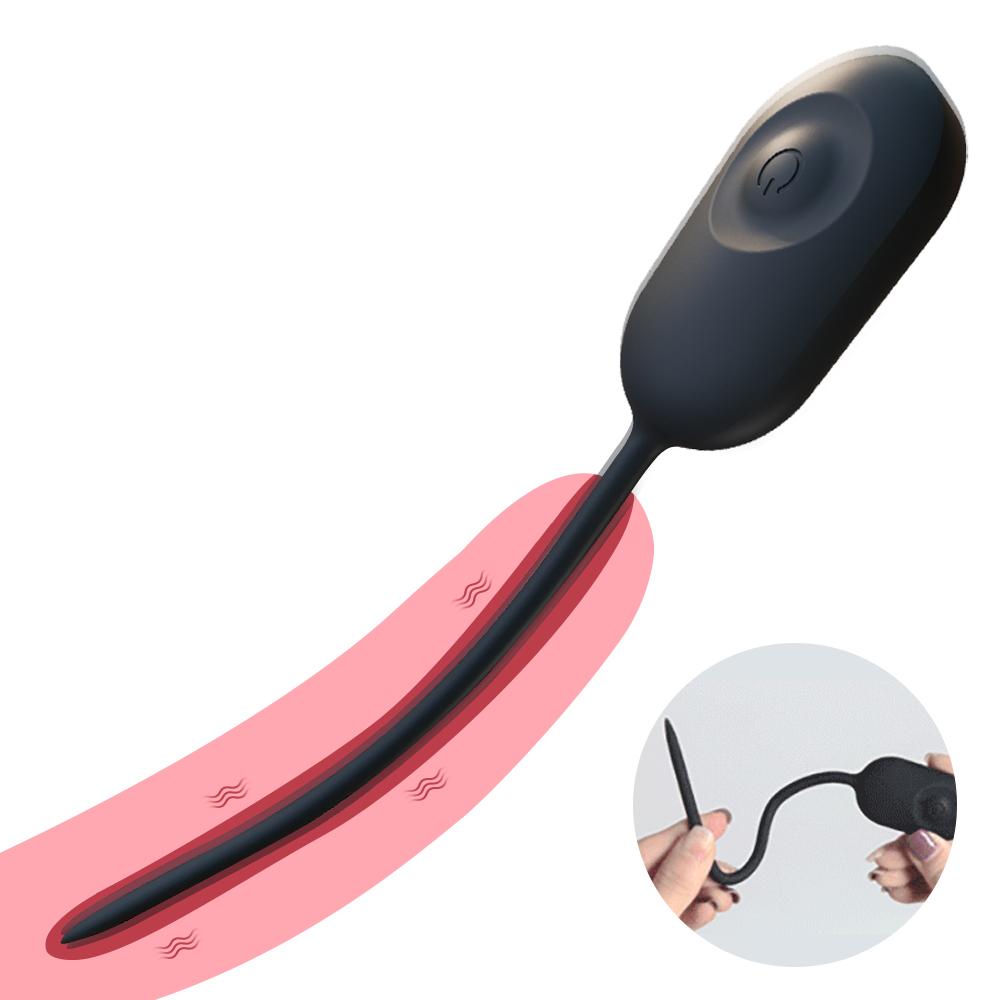 10 Frekvens Silikon Uretral Dilator Hesteøye Stav Vibrator Kateter Penisplugg Sexleketøy for Menn Vibrerende Uretralplugg