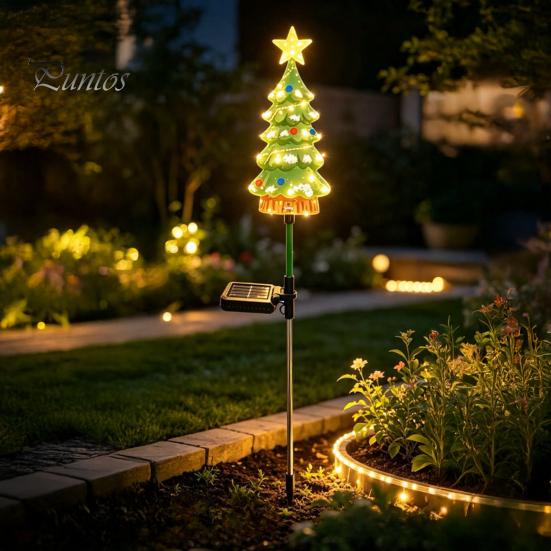 Solar Powered Christmas Tree Lights Light, Garden Stake Waterproof Unique Gifts for Gardeners LED Pathway Light Outdoor Yard Patio Lawn Decor Festive