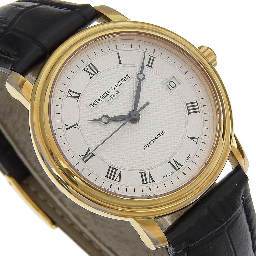 FREDERIQUE CONSTANT Date Watches FC-303/31X3P4/5/6 Back schedule SilverDial Plated Gold/Embossed Leather Mechanical Automatic mens Used