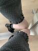 Women's Autumn Elastic Waist Patchwork Polka Dot Knit Skirt - Black Fungus Edge, Korean Style Slim Fit