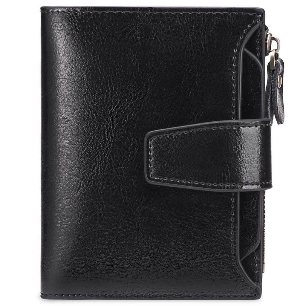 Portafoglio da donna retrò in vera pelle con cerniera - Porta carte di grande capacità e portamonete