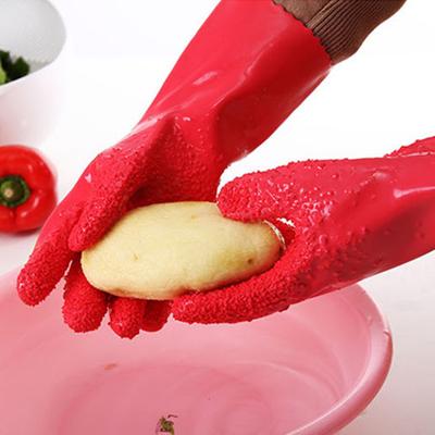 1 Pair Non-slip Peeling Gloves with Frosted Particles Emulsion Vegetable Rub Potato Peeler Gloves Kitchen Tools
