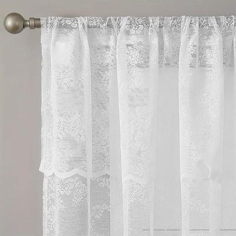 Beautiful Floral Lace Curtains With Portable Polyester For Home Decoration