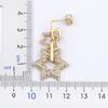 Nidin Classic 2 Colors Copper Zircon Lucky Star Shiny Rhinestone Drop Earrings Women Retro Fine jewelry Trend Party Accessories