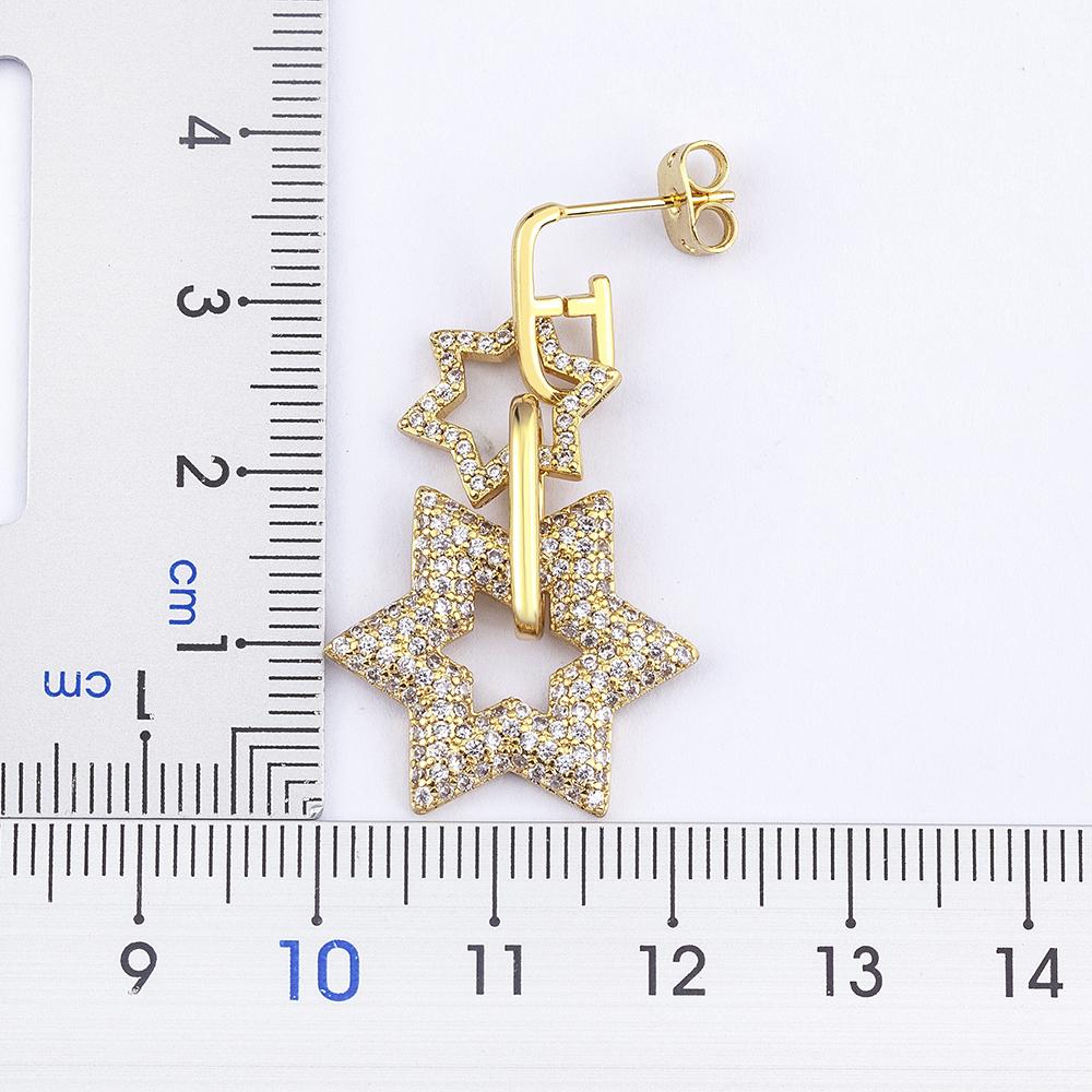 Nidin Classic 2 Colors Copper Zircon Lucky Star Shiny Rhinestone Drop Earrings Women Retro Fine jewelry Trend Party Accessories