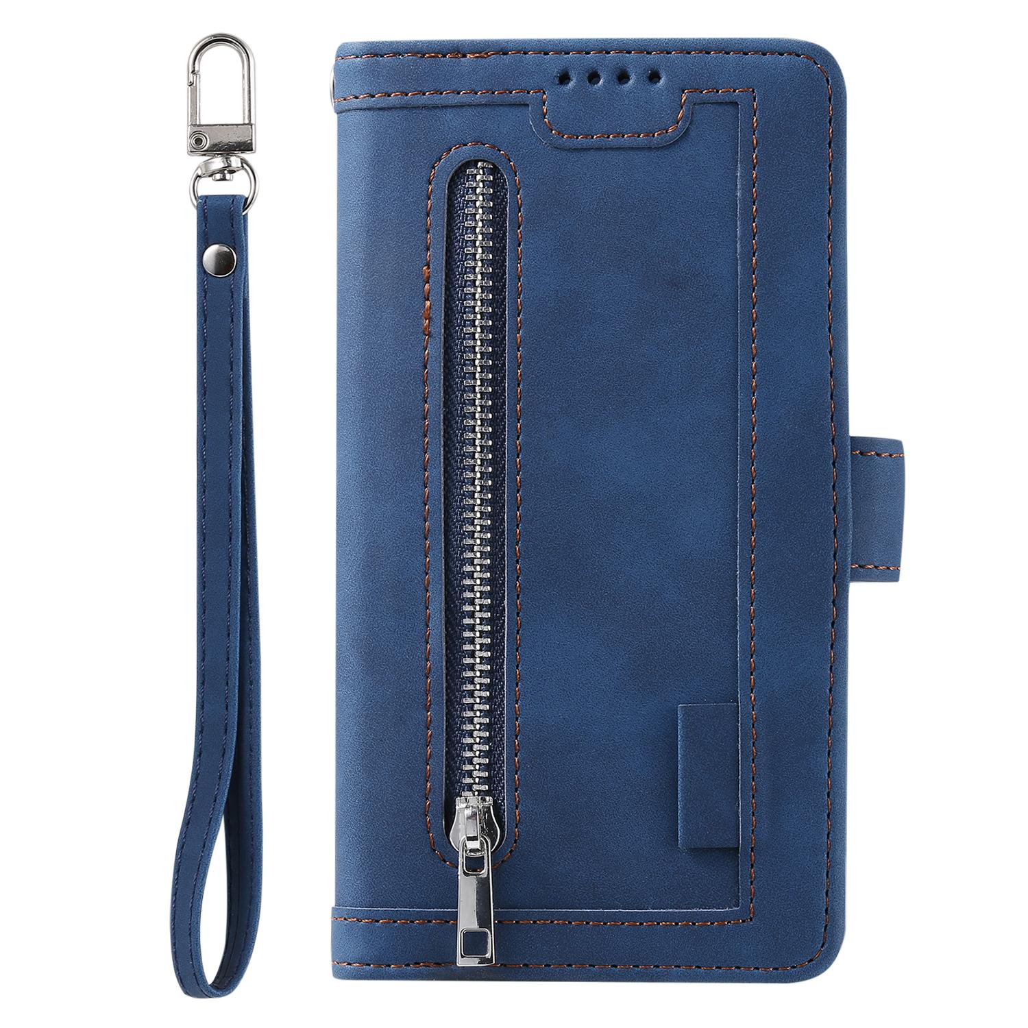 

Leather Cover For Samsung Galaxy S23 S22 S21 S20 FE Ultra S10 S9 S8 Plus S10E Note 10 Plus 9 8 A52 A53 Zipper Wallet Flip Case S8-Case & Strap синий