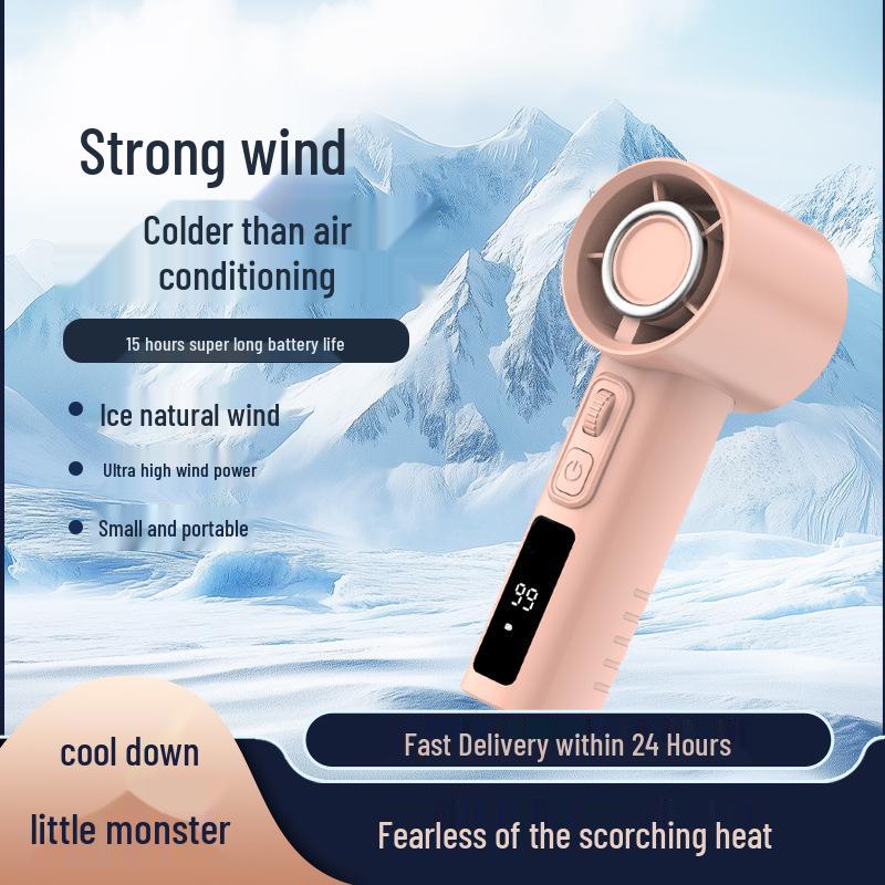 Portable USB Rechargeable Handheld Fan with 100 Speeds, Digital Display, Strong Wind, Brushless Motor