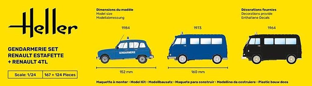 PLATZ Herre Renault Estafette Renault 4TL Military Police Set Plastic Model HE50325 1/24 &