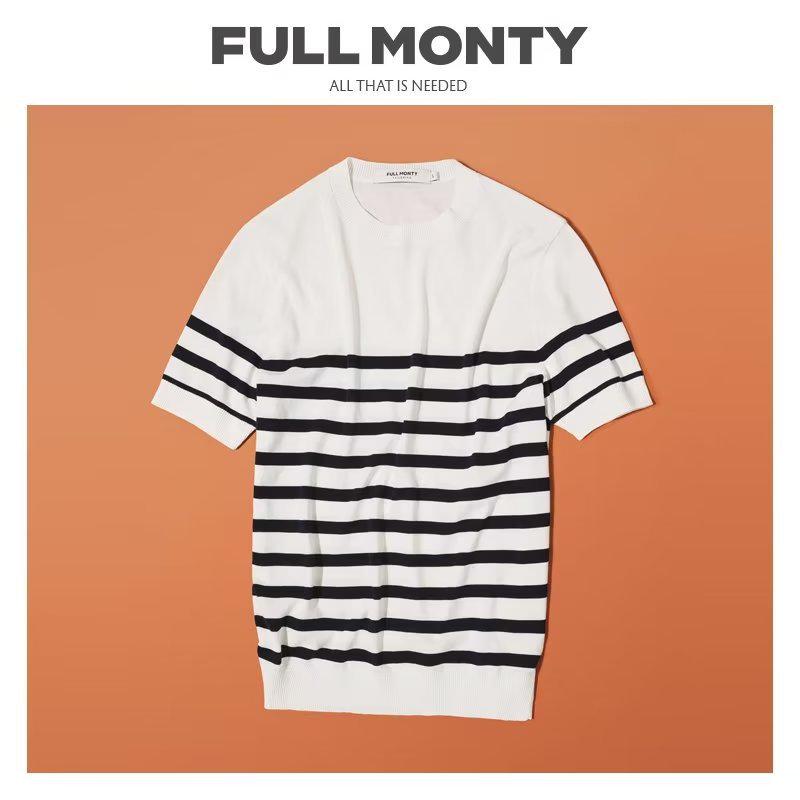 2023 Men's Summer Striped Loose Casual T-shirt - Versatile, Trendy, Color-Blocked Design