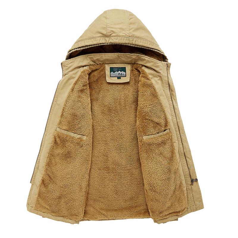 Men's High-end Cotton-padded Jacket Men's Winter Cold-proof Padded Jacket Plus Velvet Thickened Tooling Jacket Mid-length Cotton-padded Jacket