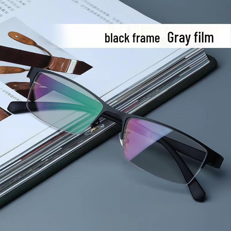 Gafas de Miopía para Hombre HD Fotocromáticas de Titanio con Media Montura y Luz Anti-Azul