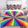 3pc Rainbow Stripes Cover Set - 1 Quilt Cover + 2 Pillowcases, All Seasons Bedroom Setting, Perfect for Home080