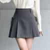 Women's High-Waist Pleated A-Line Skirt - Gray, Irregular Design, Anti-Exposure, Slim Fit