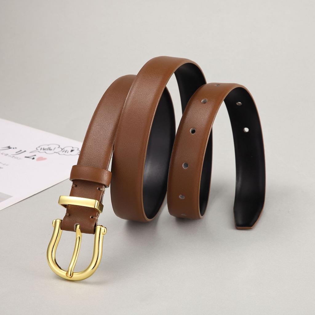 Women's Cowhide Adjustable Genuine Leather Thin Belt for Women's Decoration Versatile Coat Dress for Girls