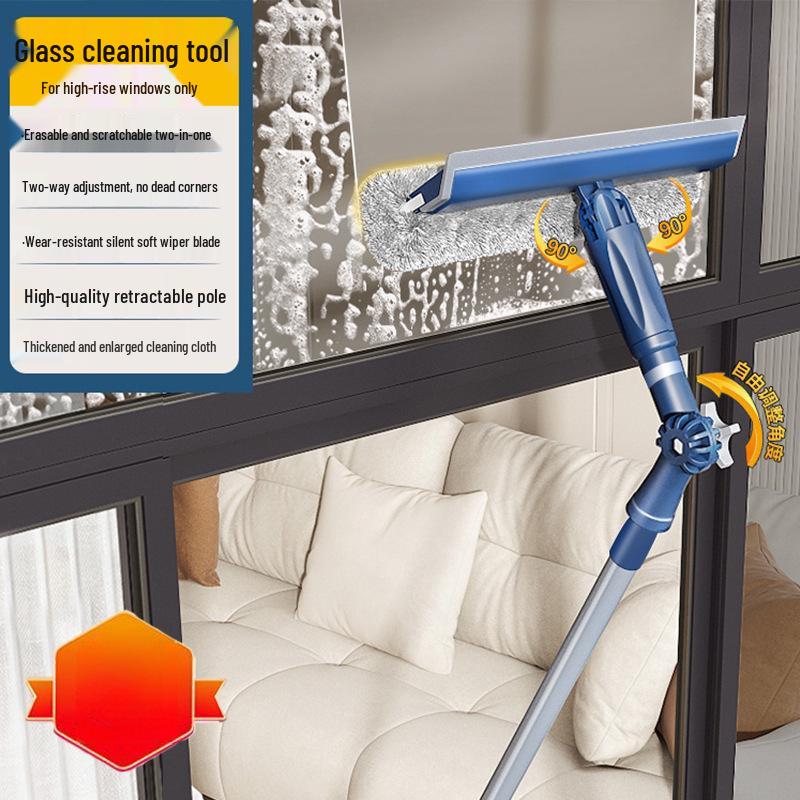 Foldable Telescopic Window Cleaner: Double-Sided Squeegee for High-Rise and Household Glass Cleaning 120cm Telescopic/Foldable