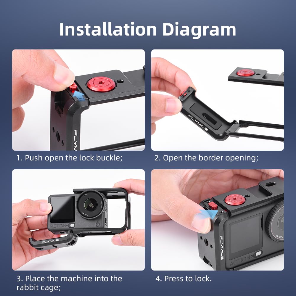 Taoricup DJI Osmo Action 6 Rámový držák Klec Ochranný rám Příslušenství Ochranný kryt pro DJI Osmo Action 6 Akční Jednostránková Černá Kamera,