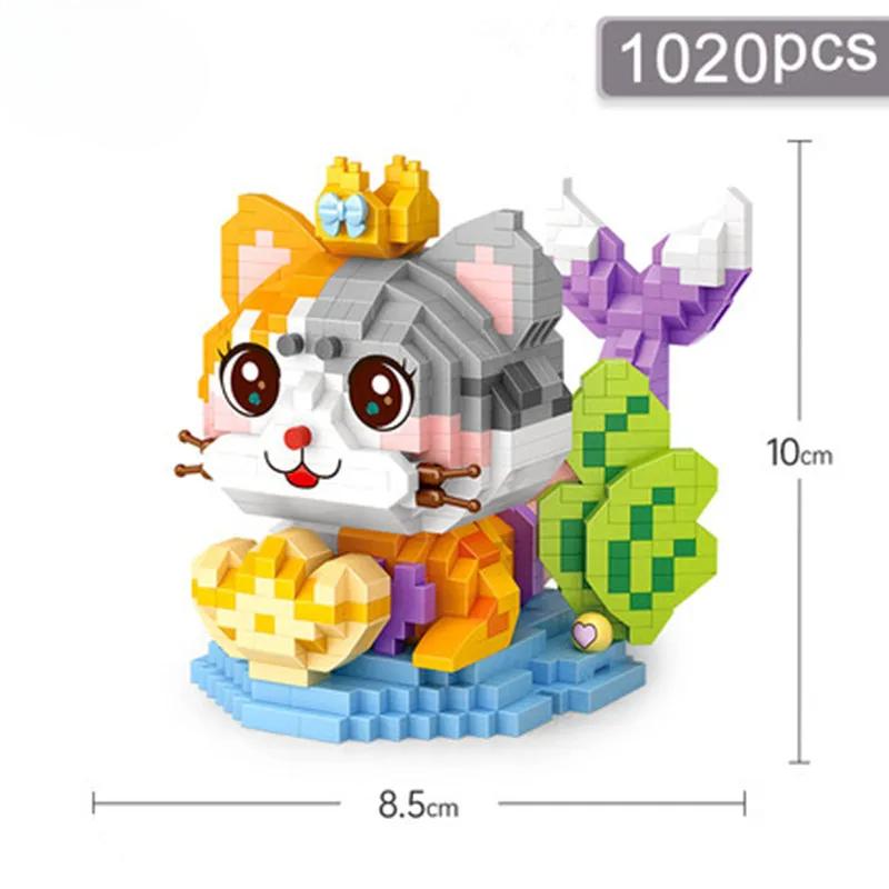 Charming Cat Mermaid Building Blocks Toys for Girls Birthday Gift Animals Blocks Collection Assembly Toys for Children Adults