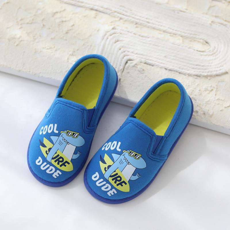 Cartoon-Haifisch-Kinder-Skateboard-Hausschuhe - Frühling/Herbst, Baumwolle, Geschlossene Ferse