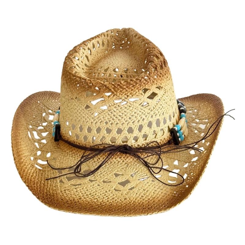 Western Straw Hat Handwoven Breathable Sun Hat Beach British Hat Elegant Wide Brimmed Straw Hat Panama Hat