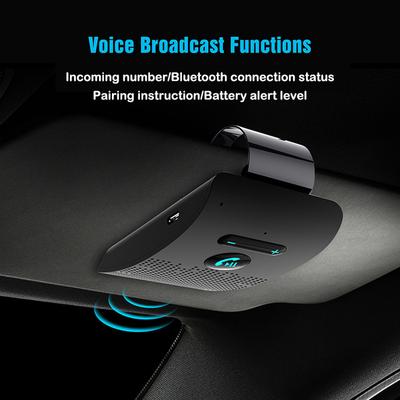 Bluetooth 5.0 Freisprecheinrichtung HIFI-Lautsprecher 2W Kabelloser Audioempfänger MP3-Musik-Player Geräuschunterdrückung Sonnenblendenclip