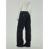 Black of Exit High Street Jeans Washed and Distressed Denim Trendy Brand Loose Casual American Straight-Leg Pants