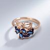 Blue Natural Zircon Ring For Women Luxury  Rose Gold Color Crystal Flower Bride Party Accessories Vintage Jewelry