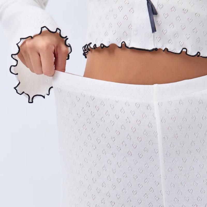 European and American Fashion High-end Long-sleeved Trousers, Exquisite Pajama Sets, Knitted and Comfortable Loungewear
