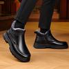 2025 Winter Echte Lederschuhe Herren Chelsea Boots Modemarkenschuhe Warmes Plüsch Herren Stiefeletten Flach Rutschfest Rein Schwarz