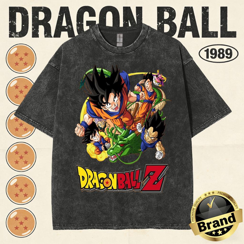 Summer Dragon Ball Family Matching Vintage Tee Men Washed High Quality Nostalgic Print Heavyweight Retro Tops