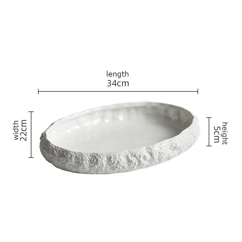 Rock Texture Ceramic Main Dish Plate Kitchen Household Pasta Steak Dish Plate Creative Pure White Characteristic Tableware