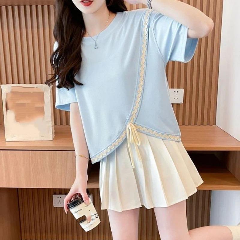 Short-sleeved T-shirt for Women Summer New Design Niche Irregular Short Top