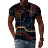 Summer Round Neck 3D Circuit Board Print T-shirts Fashionable Casual Short Sleeved Men's T-shirts