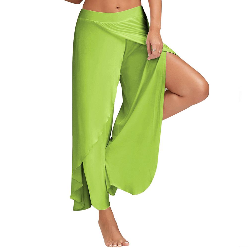 

S-5XL большие размеры, свободные широкие брюки для женщин, осенне-зимние повседневные брюки большого размера, женская одежда большого размера M светло-зеленый