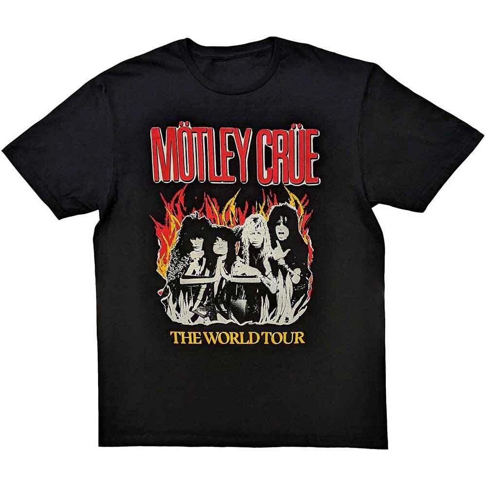 Motley Crue Vintage World Tour Flames T-Shirt Black New XL
