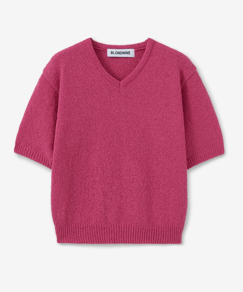 BLOND9 Boucle Short Sleeve V-Neck Knit ( 5 Colors )