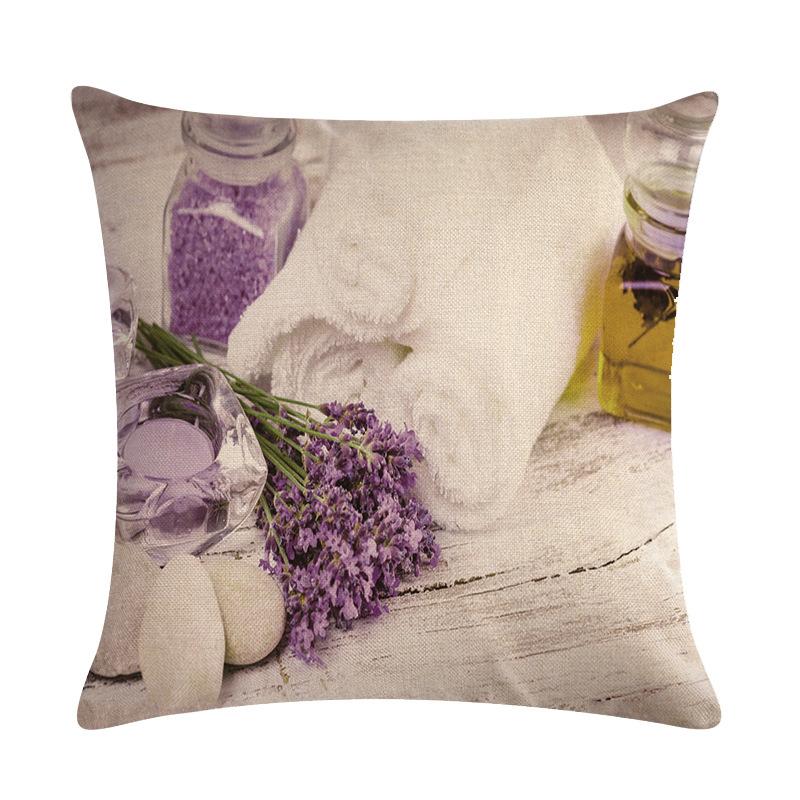 Purple Landscape Lavender Collection Digital Printing Short Plush Pillow Covers For Car Sofa Office Cushion Cover Home Goods