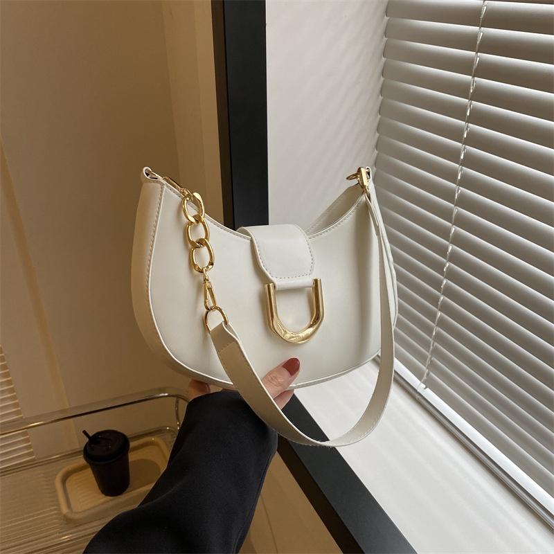 Trendy Minimalist Solid Color Shoulder Bag For Women Fashionable Pu Material Small Size Suitable For Daily Outfits