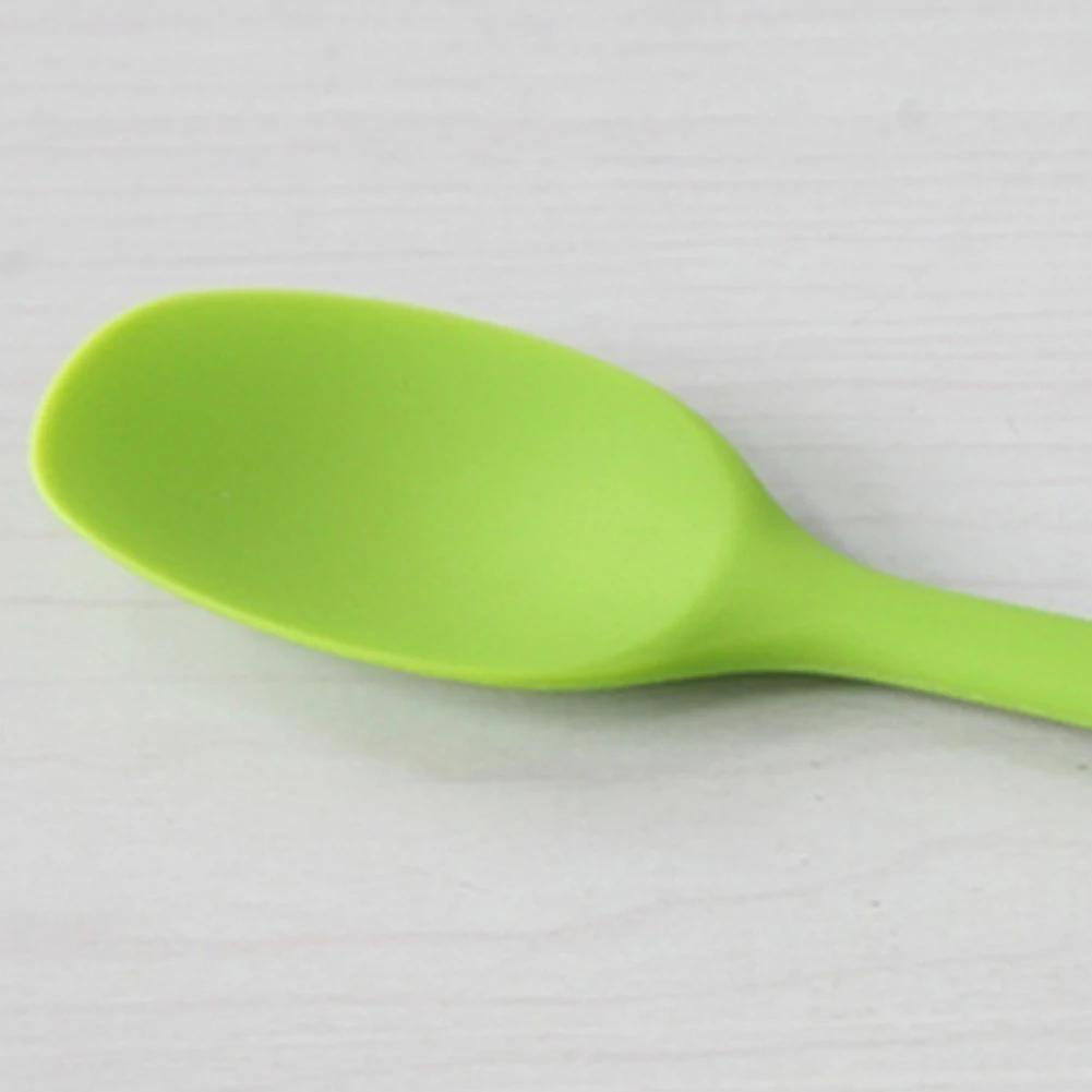 Silicone Heat Resistant Flexible Spoon Long Handle Spatula Non-stick Scraper Ice Cream Spoons Shovel Kitchen Cooking Utensil