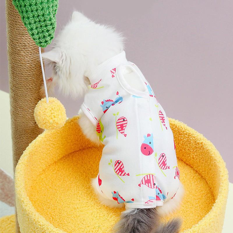 Four Seasons Anti-Lick Spay/Neuter Suit for Cats - Post-Surgery, Weaning & Kitten Protection, Thin Style, Pet Cat/Dog Four-Legged Clothing