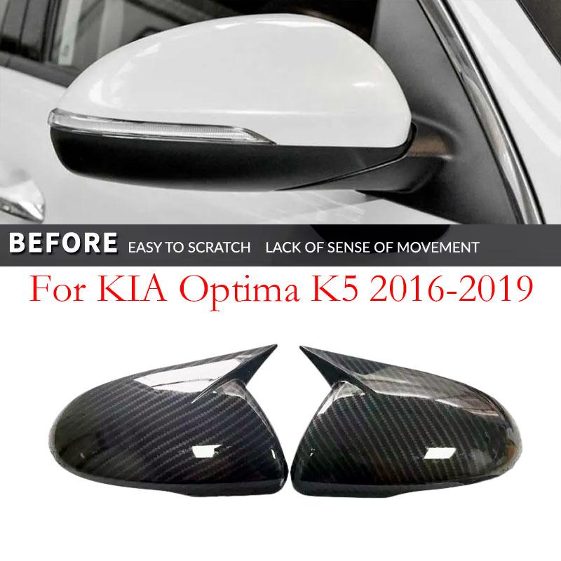 For Kia Optima K5 2011-2015/2016-/- Car Sticker Rearview Side Mirror Cover Wing Cap Exterior Case Trim Carbon Fiber