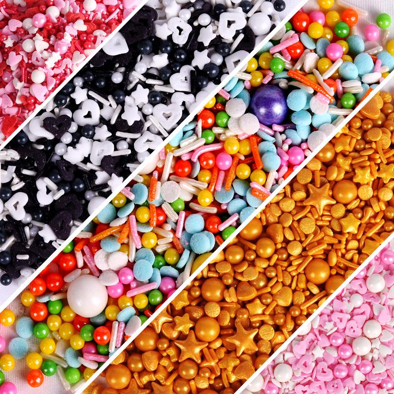 Irisierende Backdekoration Zuckerperlen: Bunter, gemischter Zucker für Cupcakes, Donuts, Lollis und mehr.