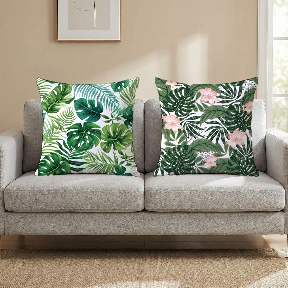 Tropical Leaves Series Cushion Cover Multi-Scene Pillow Cover for Home & Car - Reversible, Soft & Durable for Daily Use