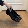 Lambskin~ French Single Shoes Women's Flat Bow Ballet Shoes Light Mouth Evening Shoes Black Retro Mary Jane Shoes