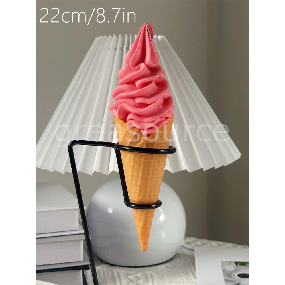 Plastikowy Model Symulujący Jedzenie Dekoracja Rekwizyt Podwójne Kolory DIY Lody Sztuczny Rożek Waflowy 17cm 6.7cala Pokaz Wideo ASMR