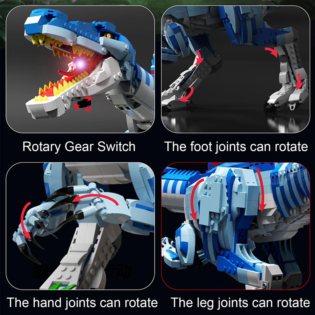 Non-Toxic 2086Pcs Dinosaur Building Blocks Toys Model Blue Spine Dragon Assemble Puzzle Bricks Toy Sets For Kid Desktop Ornament Gifts