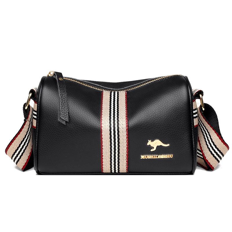Leather Women'S Bag Wide Shoulder Strap Fashion Leather Shoulder Bag Crossbody Pillow