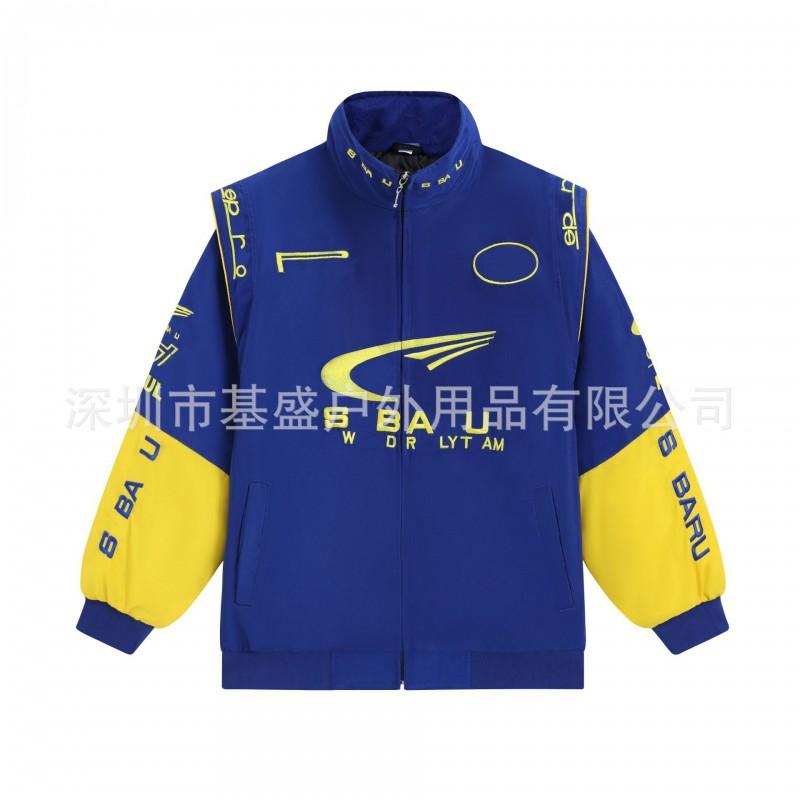 F1 Racing Embroidered Padded Jacket Retro Motorcycle Riding Baseball Coat Unisex