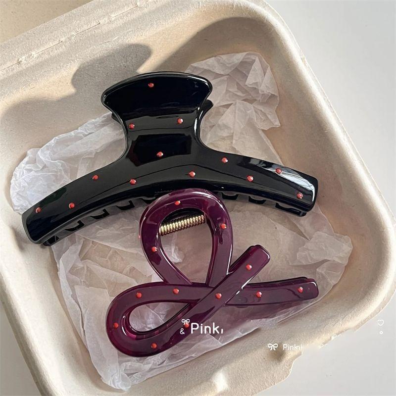 Vintage Women Red Polka Dot Bow Shark Clip Hairpin Hair Claw Crab Barrettes Elegant Headwear Hair Accessories Xmas Gifts